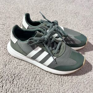Adidas Forest Green and White Trainers